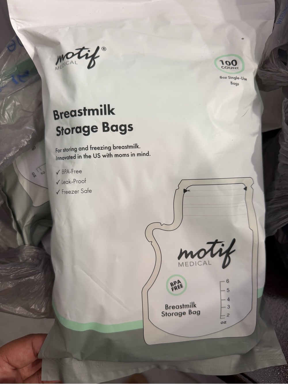 Motif Medical Breastmilk Storage Bags - White with Light Green Accents